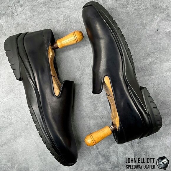 JOHN ELLIOTT SPEEDWAY LEATHER LOAFERS IN BLACK BUFFED CALFSKIN MEN’S LUXURY SHOE main image 13